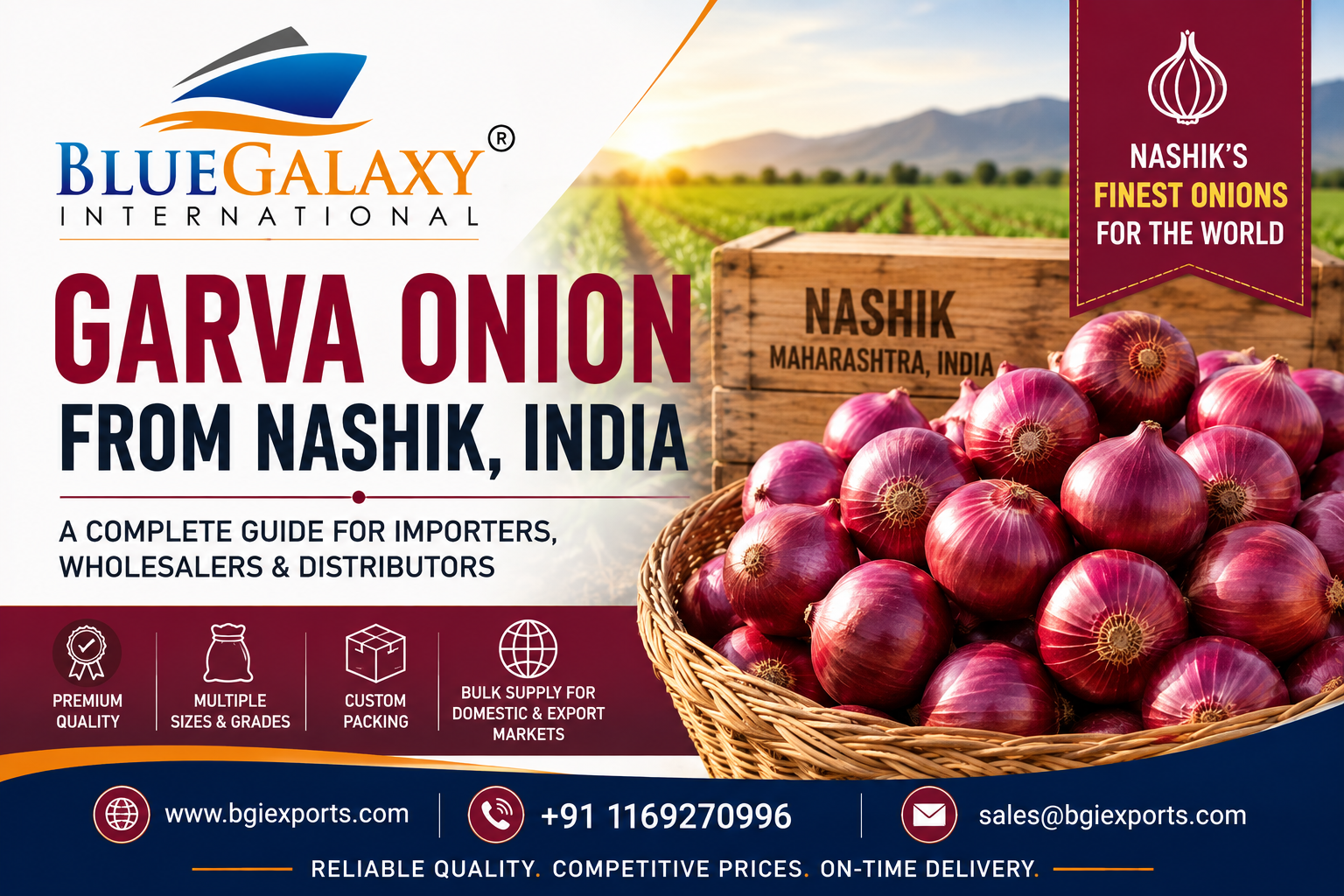 Garva Onion from Nashik India for bulk export and wholesale supply